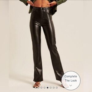 Abercrombie & Fitch 90s Straight Ultra High Rise Pants Split Hem Vegan Leather